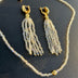 Crystal fringe necklace and earring set with 18k gold finish