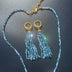 Crystal fringe necklace and earring set with 18k gold finish