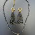 Crystal fringe necklace and earring set with 18k gold finish