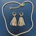 Crystal fringe necklace and earring set with 18k gold finish