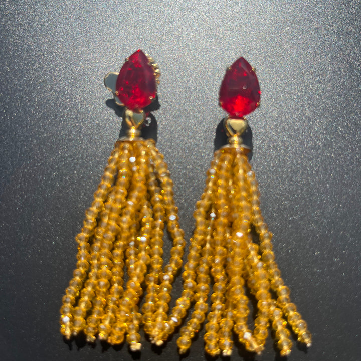 Crystal Fringe Earrings with Zirconia – 18K Gold Finish