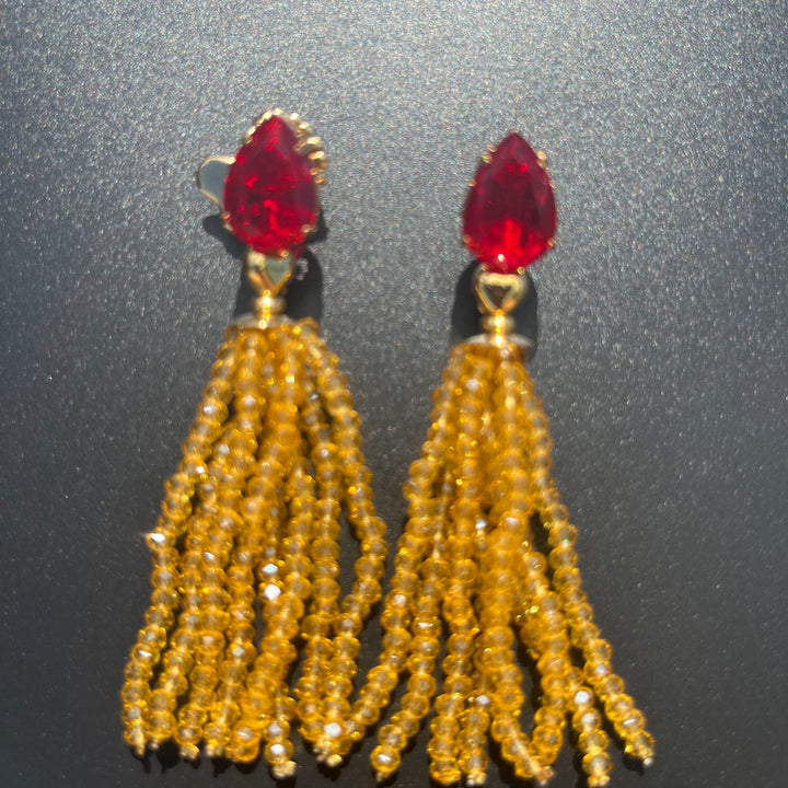 Crystal Fringe Earrings with Zirconia – 18K Gold Finish