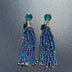 Long Earrings with Mini Crystals, Fringe, and Gold-Plating