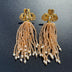 Long Earrings with Mini Crystals, Fringe, and Gold-Plating