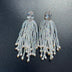 Long Earrings with Mini Crystals, Fringe, and Gold-Plating