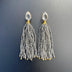 Long Earrings with Mini Crystals, Fringe, and Gold-Plating