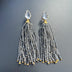 Long Earrings with Mini Crystals, Fringe, and Gold-Plating